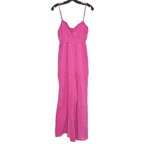 NWT Anthropologie Jumpsuit Gauze Cottage Boho Prairie Y2K Romantic Pink Medium - Picture 7 of 7